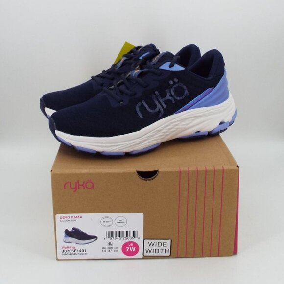 Ryka Devo X Max Blue Walking Comfort Shoes Size 7W Wide Width - Picture 1 of 14